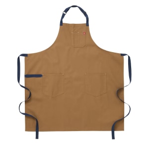 603-HB001633 Full Length Bib Apron w/ (2) Pockets - 39 1/2" x 37", Cotton, Denver Brown