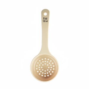 229-10655 6 oz Perforated Portion Spoon w/ Short Handle - Polycarbonate, Beige
