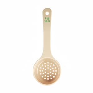 229-10651 4 oz Perforated Portion Spoon w/ Short Handle - Polycarbonate, Beige