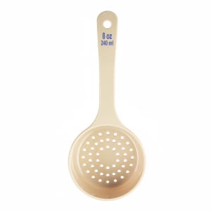 229-10659 8 oz Perforated Portion Spoon w/ Short Handle - Polycarbonate, Beige