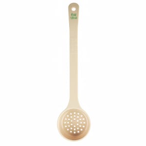 229-10653 4 oz Perforated Portion Spoon w/ Long Handle - Polycarbonate, Beige