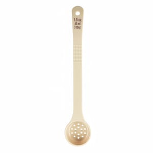 229-11169 1 1/2 oz Perforated Portion Spoon w/ Long Handle - Polycarbonate, Beige