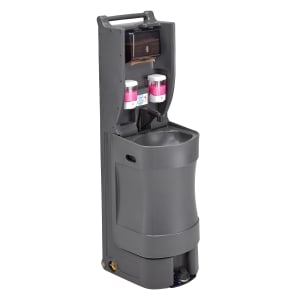 144-MHWS18615 18 gal Mobile Hand Wash Station w/ Soap & Paper Towel Dispensers, Charcoal Gray