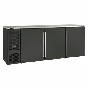 199-BBS84BSLSTK 84" Bar Refrigerator - 3 Swinging Solid Doors, Black, 120v