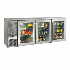 199-BBS84SGLSTK 84" Bar Refrigerator - 3 Swinging Glass Doors, Stainless, 120v