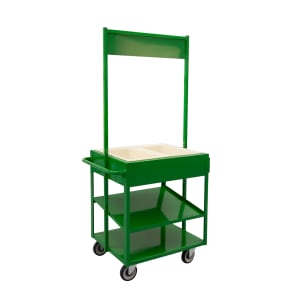 098-52861GN411 3 Level Share Cart w/ (2) Coldmaster® Food Pans - Aluminum, Green