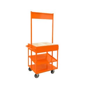 098-52861OG01 3 Level Share Cart w/ (2) Coldmaster® Food Pans - Aluminum, Orange