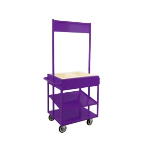 098-52861PSB5922 3 Level Share Cart w/ (2) Coldmaster® Food Pans - Aluminum, Purple