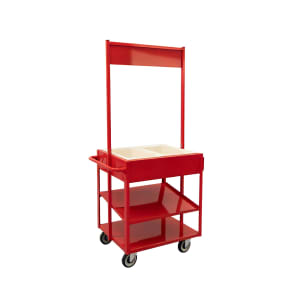 098-52861RD01 3 Level Share Cart w/ (2) Coldmaster® Food Pans - Aluminum, Red