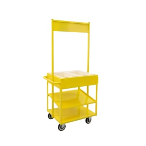 098-52861YL01 3 Level Share Cart w/ (2) Coldmaster® Food Pans - Aluminum, Yellow