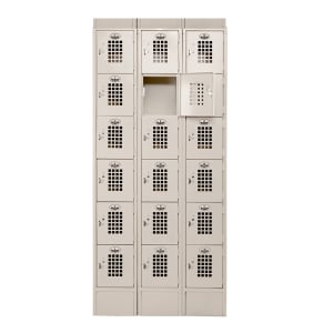 145-WL618ST 3 Column Locker w/ (18) 36" x 15" x 78" Compartments, Beige