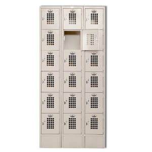 145-WL61815 3 Column Locker w/ (18) 36" x 15" x 78" Compartments, Beige