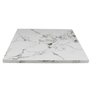 628-P60030X48 30" x 48" Rectangular Sintered Stone Table Top - Indoor/Outdoor, White Calacatta