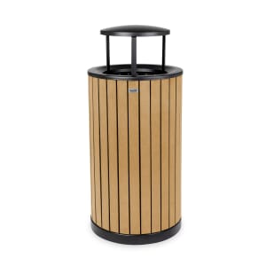 874-ALP440001CDRB 32 Gallon Outdoor Trash Container w/ Rain Bonnet Lid- Polystyrene, Cedar