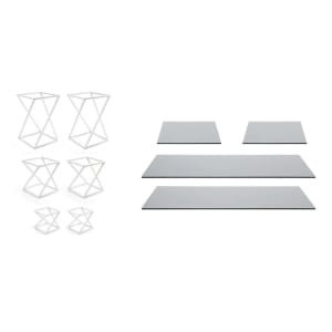 872-BST036MUM28 10 Piece B³ Buffet Building Blocks® Riser Set - Smoke Glass/ White Iron
