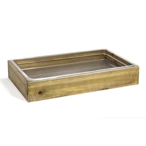 872-BHO149NAW20 Rectangular Ice Housing / Pan Set - 20 3/4" x 12 3/4" x 3 1/2", Rustic Wood