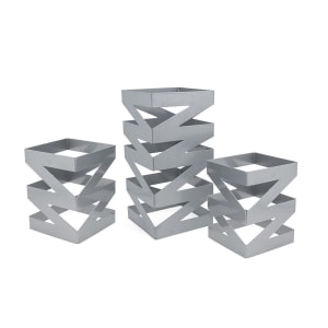 872-BRI006BCI28 3 Piece B³ Buffet Building Blocks® Riser Set - Iron, Silver