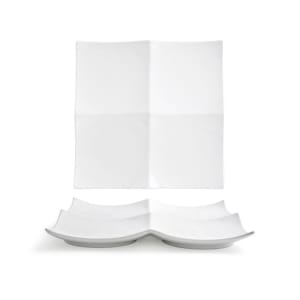 872-DOS019WHP21 12" Square Origami® Plate - Porcelain, White
