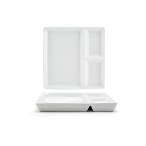 872-DAP075WHP23 7 1/2" Square Mod® Divided Plate w/ (3) Compartments - Porcelain, White