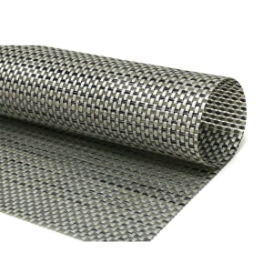 872-RTL015SIV83 Rectangular Silver Placemat - 17 1/2" x 11 3/4", Woven Vinyl, Metroweave®