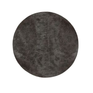 872-RTL017BRL23 12" Round Sumatra Faux Leather Placemat - Graphite