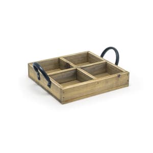 872-TCS014NAW21 4 Compartment Rectangular Condiment Caddy - Wood, Natural