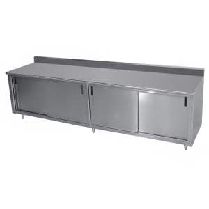 009-ECKSS308X 96" Enclosed Work Table w/ Sliding Doors, 5" Backsplash, 30"D