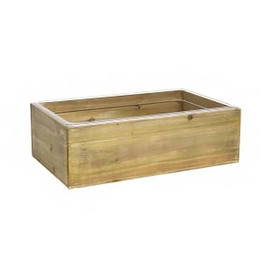 872-BHO150NAW20 Rectangular Ice Housing / Pan Set - 20 3/4" x 12 3/4" x 6 1/2", Rustic Wood