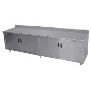 009-EHKSS248M 96" Enclosed Work Table w/ Swing Doors & Midshelf, 5" Backsplash, 24"D