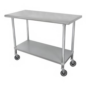 009-MSLAG306CX 72" Mobile 16 ga Work Table w/ Undershelf & 304 Series Stainless Flat Top