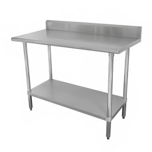 009-TTK304X 48" 18 ga Work Table w/ Undershelf & 430 Series Stainless Flat Top, 5"...