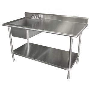 009-KLAG11B304LX 48" Work Table w/ Left Sink - 5" Backsplash, Undershelf, 16 ga Stainless Steel