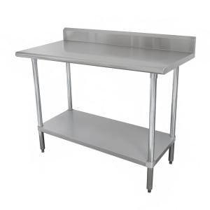 009-TTK305X 60" 18 ga Work Table w/ Undershelf & 430 Series Stainless Flat Top, 5"...