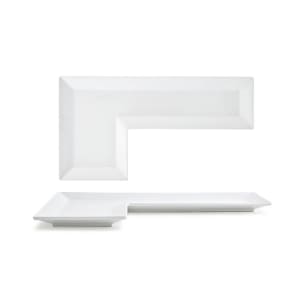 872-DSU006WHP22 L-Shaped Kyoto™ Puzzle Plate - 13" x 7", Porcelain, White