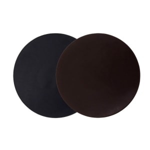 872-RTL019BKL23 12" Round London Faux Leather Placemat - Black/Brown