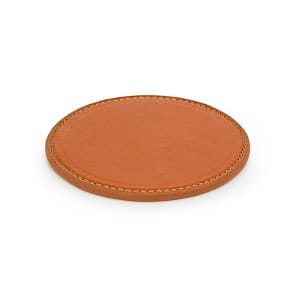 872-XCO006TAL26 4" London Beverage Coaster - Faux Leather, Saddle
