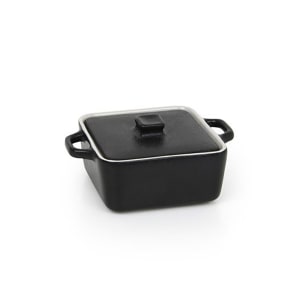 872-DBO136BKC23 8 oz Square Kiln® Baking Dish w/ Lid - Porcelain, Black