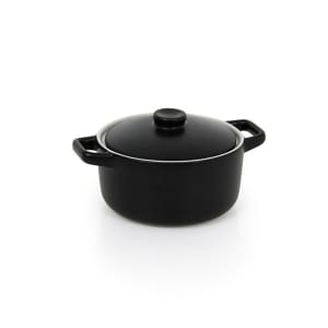 872-DBO133BKC23 16 oz Round Kiln® Baking Dish w/ Lid - Porcelain, Black