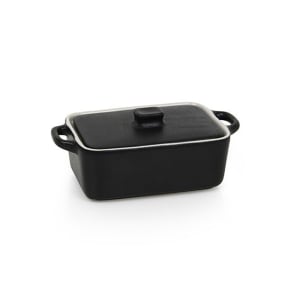 872-DBO135BKC23 10 oz Rectangular Kiln® Baking Dish w/ Lid - Porcelain, Black