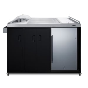162-CARTOS54LS 58" Kitchenette w/ Sink & Refrigerator - Black/Silver, 115v