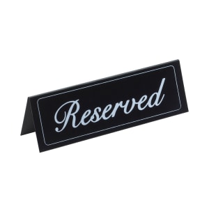 151-283 Reserved Table Tent Sign - 9 1/4" x 3", Vinyl, Black