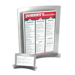 151-828 Tabletop Menu Card Holder - 8.5"W x 11"H, Silver