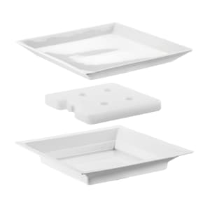 151-3063 11" Cold Concept Plate Set w/ Cold Pack - Porcelain, White