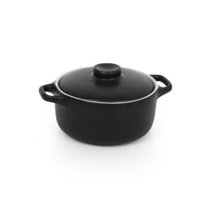 872-DBO134BKC23 7 oz Round Kiln® Baking Dish w/ Lid - Porcelain, Black