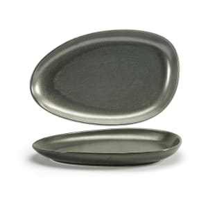 872-SPT056DGP20 Oval Kiln® Plate - 14" x 9", Porcelain, Sage