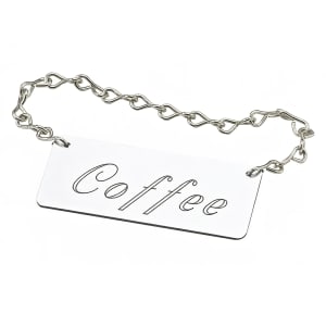 151-6181 Hanging "Coffee" Sign w/ 24" Chain for Coffee Urns, Silver