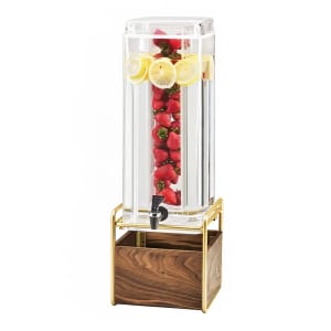 151-37033INF46 3 gal Beverage Dispenser w/ Infuser - Plastic Container, Walnut/Brass Base