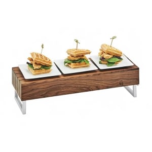 151-372449 Rectangular Display Riser - 20"L x 7"W x 6"H, Walnut/Chrome