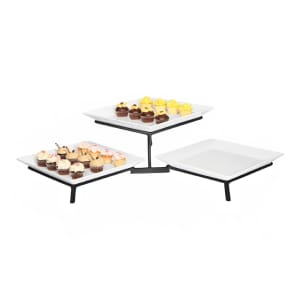 151-SR160013 2 Tier Square Sierra Platter Display Stand - Podium Style, Black