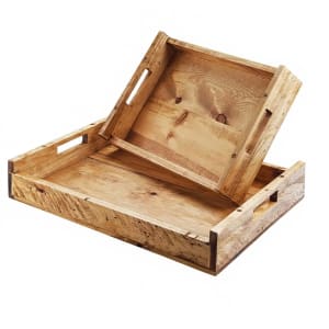 151-3454122099 Rectangular Serving Tray w/ Handles - 23 1/4"W x 14 1/2"D, Reclaimed Wood